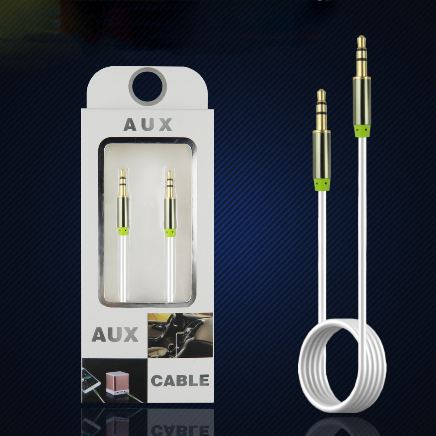 Auxiliary MUSIC Cable 3.5mm to 3.5mm with package (White)
